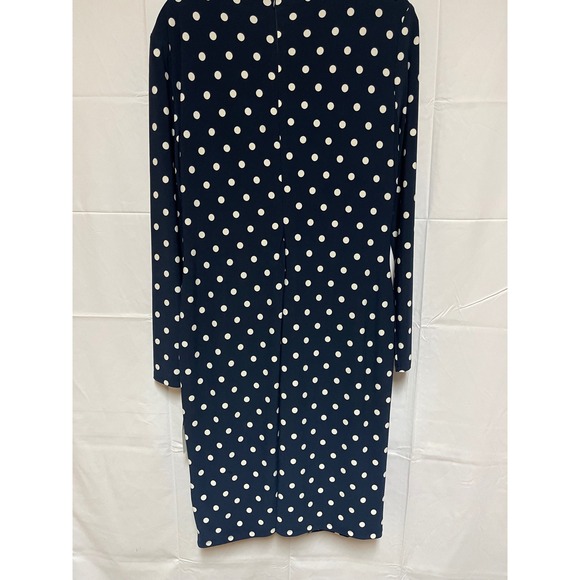 Ralph Lauren Navy and White Polka Dot Faux Wrap Front. Knee Length Size 14 NWT - Picture 2 of 7